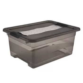 keeeper Cornelia caja de almacenamiento, 12 L, gris cristal transparente, con tapa deslizante 1094182700000