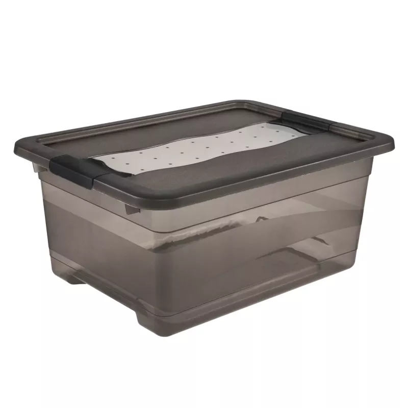 keeeper Cornelia caja de almacenamiento, 12 L, gris cristal transparente, con tapa deslizante 1094182700000