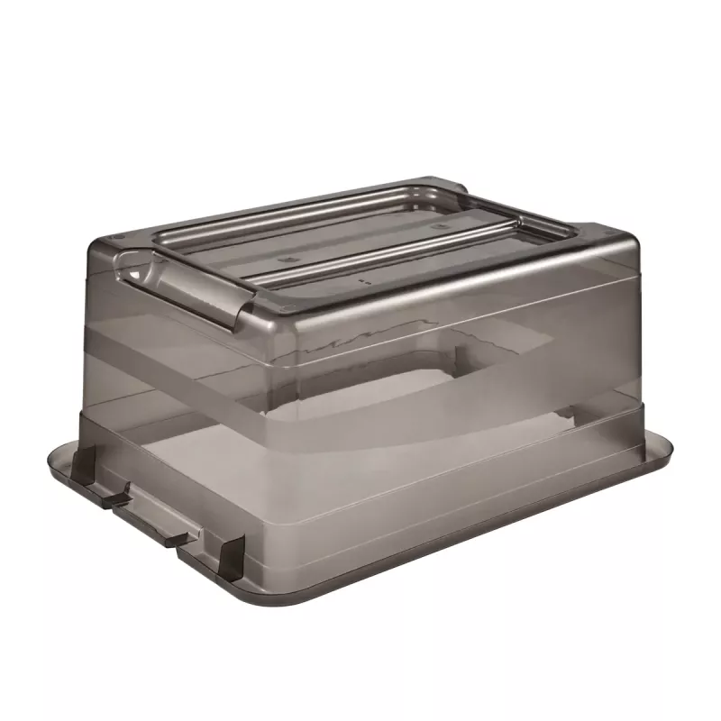 keeeper Cornelia caja de almacenamiento, 12 L, gris cristal transparente, con tapa deslizante 1094182700000