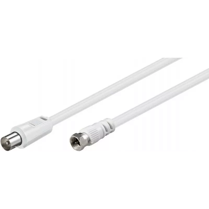 Wentronic Goobay cable de conexión SAT/antena, blanco, 2,5 m - conector F a conector IEC/coaxial (11727)
