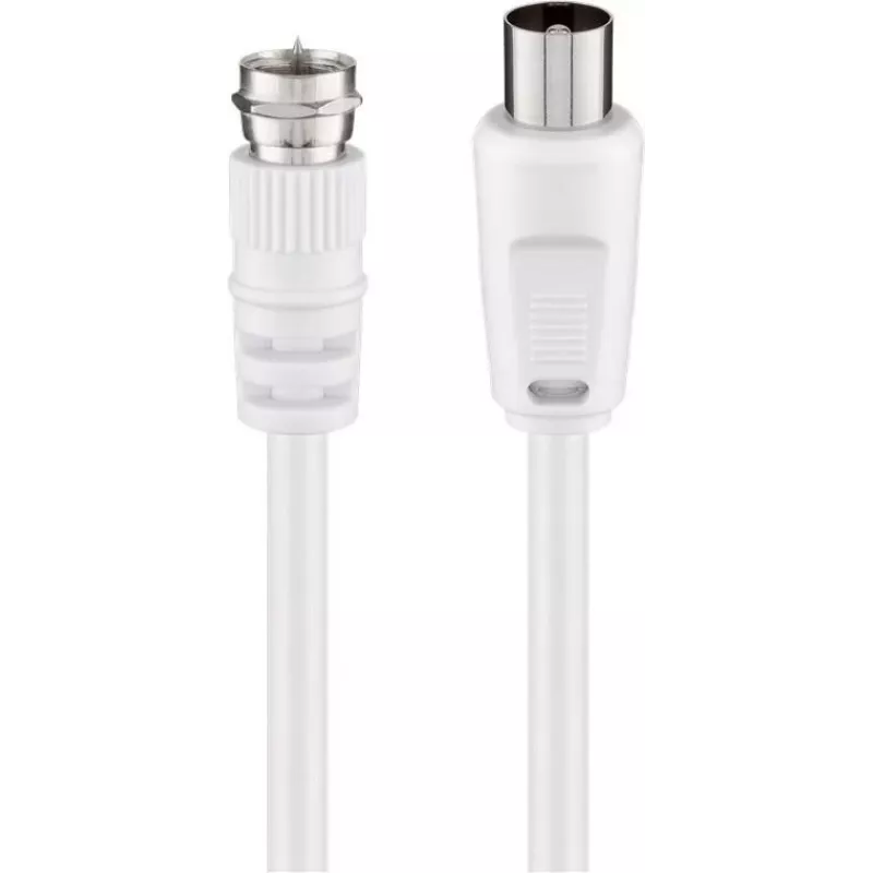 Wentronic Goobay cable de conexión SAT/antena, blanco, 2,5 m - conector F a conector IEC/coaxial (11727)