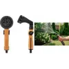 Bradas CORK LINE pistola de riego de jardín con 8 patrones de pulverización, carcasa de aleación de zinc, empuñadura suave con acentos de corcho, compatible con conexión rápida CORK-1040
