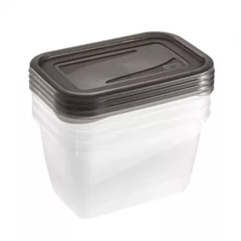 keeeper fredo fresh set de recipientes de almacenamiento, 4 x 0,75 L, rectangular, transparente con tapas grises 3067382700000
