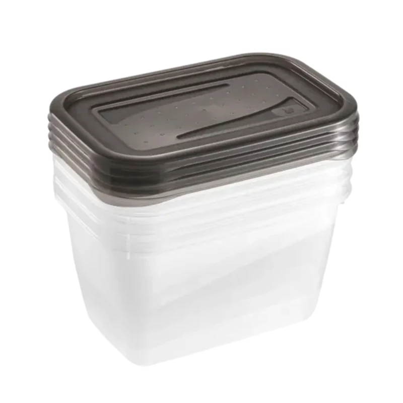 keeeper fredo fresh set de recipientes de almacenamiento, 4 x 0,75 L, rectangular, transparente con tapas grises 3067382700000