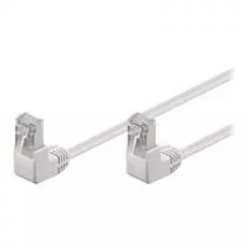 Wentronic Goobay cable de red CAT 5e con 2 conectores en ángulo de 90°, F/UTP, blanco, 2 m - CCA aluminio revestido de cobre, 2x RJ45 90° (8P8C) (96063)