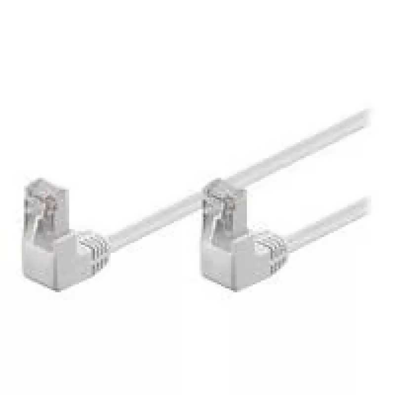 Wentronic Goobay cable de red CAT 5e con 2 conectores en ángulo de 90°, F/UTP, blanco, 2 m - CCA aluminio revestido de cobre, 2x RJ45 90° (8P8C) (96063)