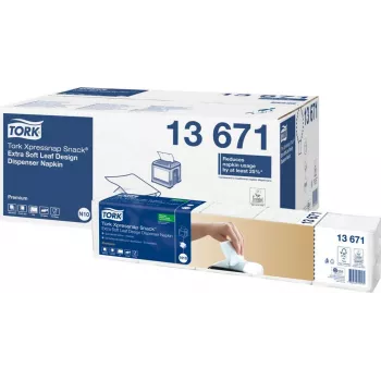 TORK Xpressnap Snack® servilleta de papel 13671, 1 capa blanca, 200 servilletas por paquete, 8 paquetes (1600 en total)