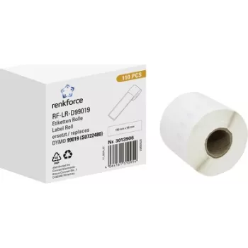 Renkforce RF-6027812 rollo de etiquetas para DYMO LabelWriter, 190 x 54 mm, papel blanco, adhesivo permanente, 110 etiquetas