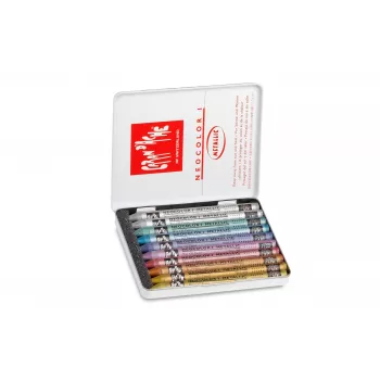 Caran d'Ache Neocolor I lápices de cera metálicos, set de 10, redondos con funda de papel 7004.310
