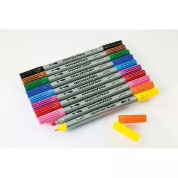 Faber-Castell Eberhard Faber COLORI set de rotuladores de doble punta, 10 colores distintos, puntas finas de 2,0 mm y anchas de 3,0-4,0 mm, estuche de cartón 550010