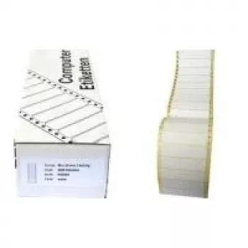Etiquetas continuas Kores EE8936 para ordenador, 89 x 36 mm, 4000 etiquetas, fanfold, blanco, adhesivo permanente, para impresora matricial