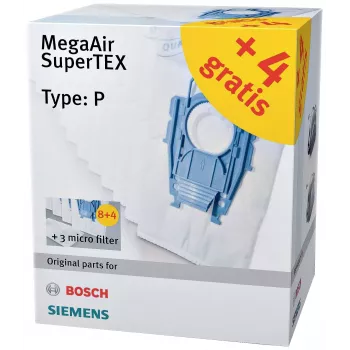 Set de bolsas para aspirador Siemens VZ123FP MegaAir SuperTEX (tipo G/G ALL, 4 bolsas + 1 microfiltro)