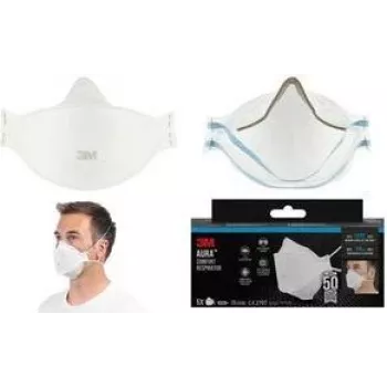 3M Aura 9320+ mascarilla FFP2 sin válvula de exhalación, mascarilla plegada de 3 partes, blanca, pack de 1 9320-5