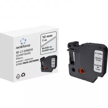 RENKFORCE RF-LT-D45010 cinta de etiquetar compatible DYMO D1 12mm transparente negro sobre 7m RF-6027820