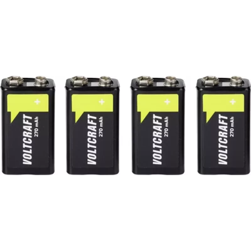 VOLTCRAFT batería de 9 V bloque NiMH 270 mAh 8,4 V Ready to Use, pack de 4 (VC-17275530)