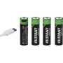 VOLTCRAFT batería AA Mignon Li-Ion 2000 mAh 1,5 V pack de 4 con función de carga USB-C (VC-17275570)