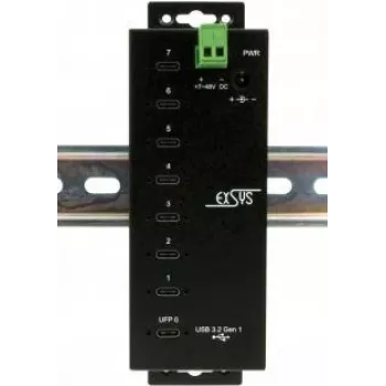 EXSYS EX-1147HMVS hub USB-C, USB 3.2 Gen 1, negro