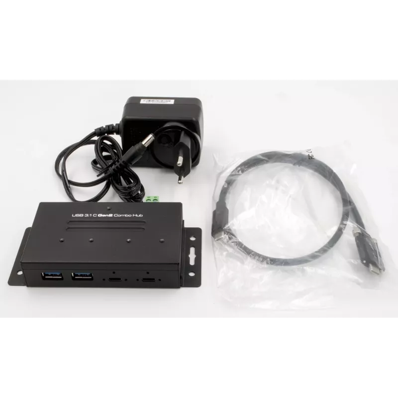 EXSYS EX-1240HMVS hub USB 3.2 Gen 2 industrial de 4 puertos, montaje en carril DIN, metal