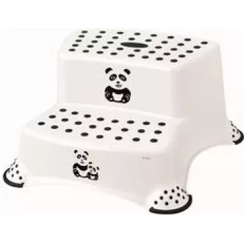 keeeper kids Igor Panda taburete de 2 alturas, blanco con estampado de panda, 120 kg de carga, patas antideslizantes 1003110024100