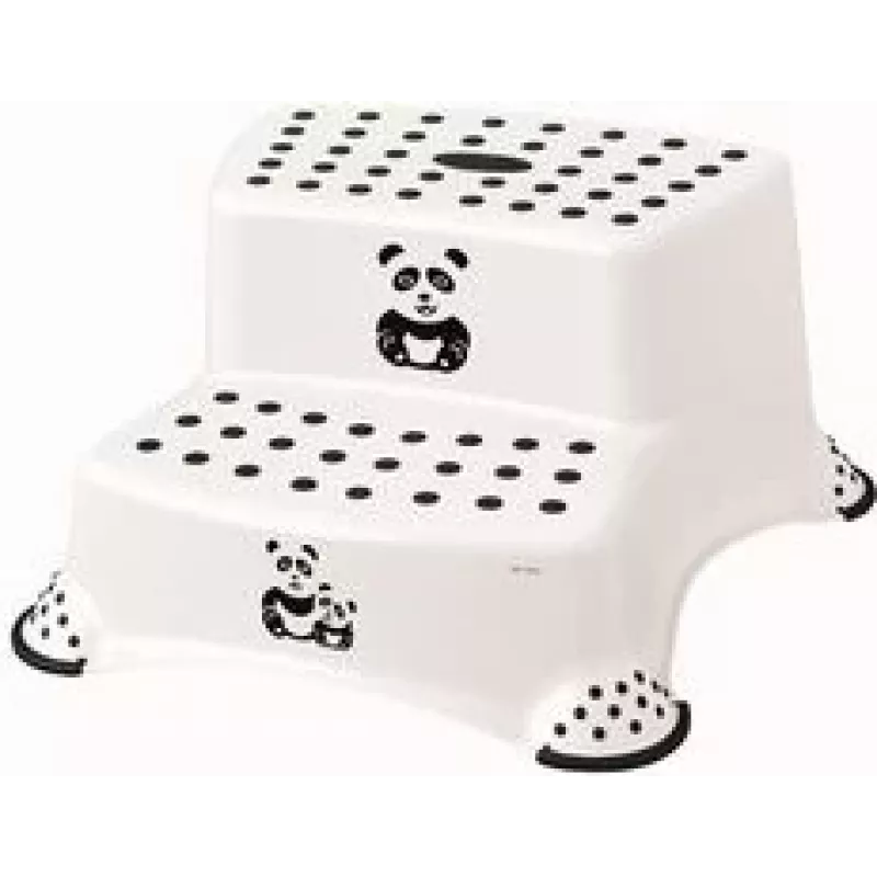 keeeper kids Igor Panda taburete de 2 alturas, blanco con estampado de panda, 120 kg de carga, patas antideslizantes 1003110024100