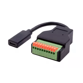 EXSYS EX-49124 cable adaptador USB-C hembra a bloque de bornes de tornillo de 10 pines con pulsador, USB 3.2 Gen 1, 15 cm