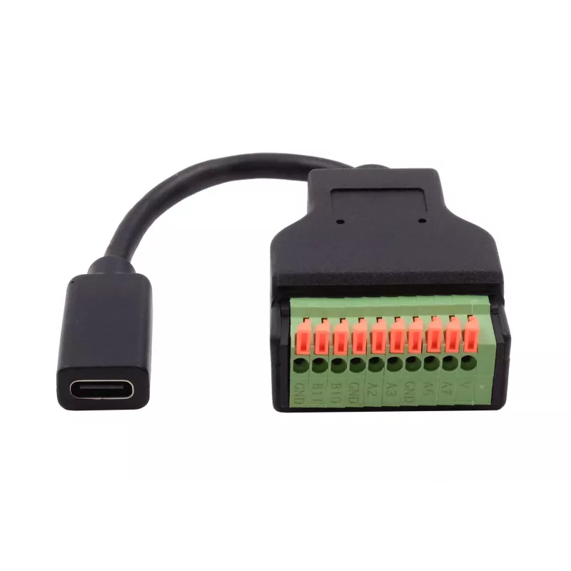 EXSYS EX-49124 cable adaptador USB-C hembra a bloque de bornes de tornillo de 10 pines con pulsador, USB 3.2 Gen 1, 15 cm