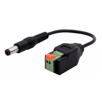 EXSYS EX-49140 cable adaptador conector de alimentación DC 5,5x2,1mm a bloque de bornes de 2 pines, 15 cm, pulsador