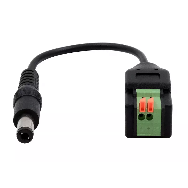 EXSYS EX-49140 cable adaptador conector de alimentación DC 5,5x2,1mm a bloque de bornes de 2 pines, 15 cm, pulsador