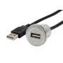EXSYS EX-49181 cable de extensión USB 2.0 para montaje en panel, USB-A hembra a USB-A macho, 30 cm, placa metálica