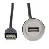 EXSYS EX-49181 cable de extensión USB 2.0 para montaje en panel, USB-A hembra a USB-A macho, 30 cm, placa metálica