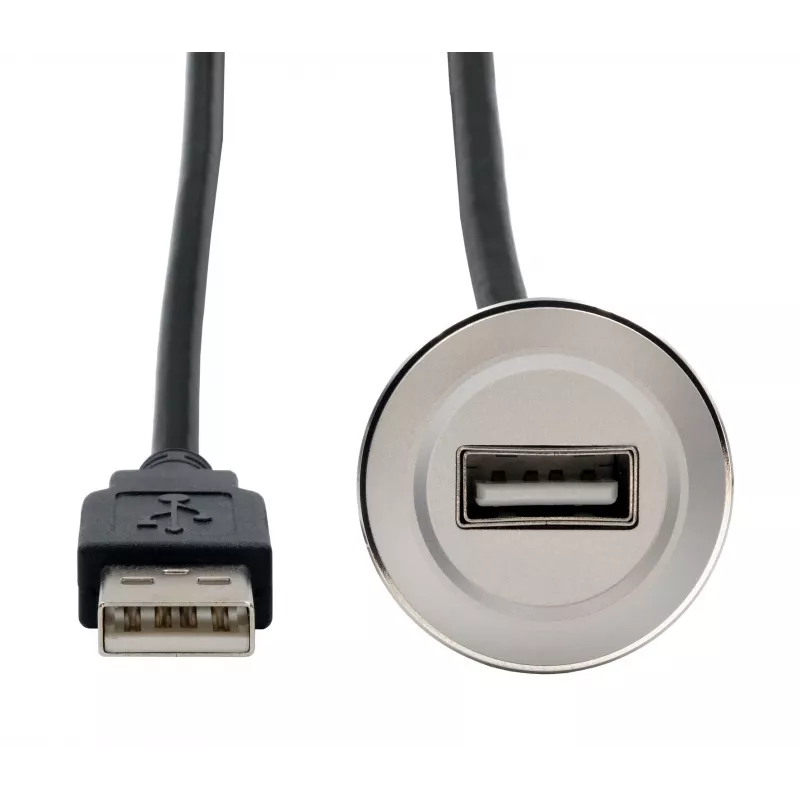 EXSYS EX-49181 cable de extensión USB 2.0 para montaje en panel, USB-A hembra a USB-A macho, 30 cm, placa metálica