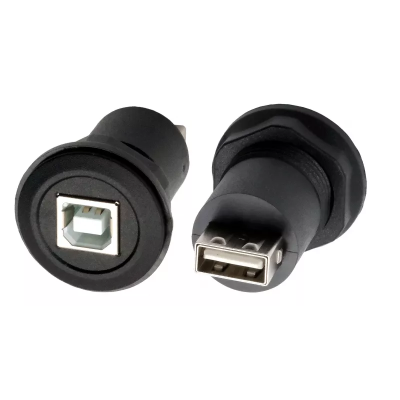 EXSYS EX-49213 adaptador de montaje en panel USB-B conector hembra a USB-A conector hembra, USB 2.0, marco metálico
