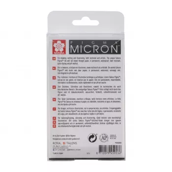 SAKURA Pigma Micron set de rotuladores finos, 8 piezas, negro, varios tamaños de punta de 0,15 mm a pincel POXSDK8