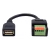 EXSYS EX-49128 Cable adaptador USB-A conector hembra a bloque de terminales de 5 pines con pulsador, USB 2.0, 15 cm