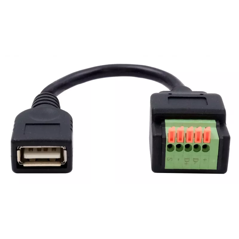 EXSYS EX-49128 Cable adaptador USB-A conector hembra a bloque de terminales de 5 pines con pulsador, USB 2.0, 15 cm
