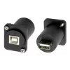 EXSYS EX-49157 Adaptador de montaje tipo D USB 2.0, USB-B conector hembra a USB-A conector hembra
