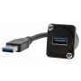 EXSYS EX-49164 Cable adaptador de montaje tipo D USB 3.2 Gen 1, USB-A conector macho a conector hembra, 20 cm, negro