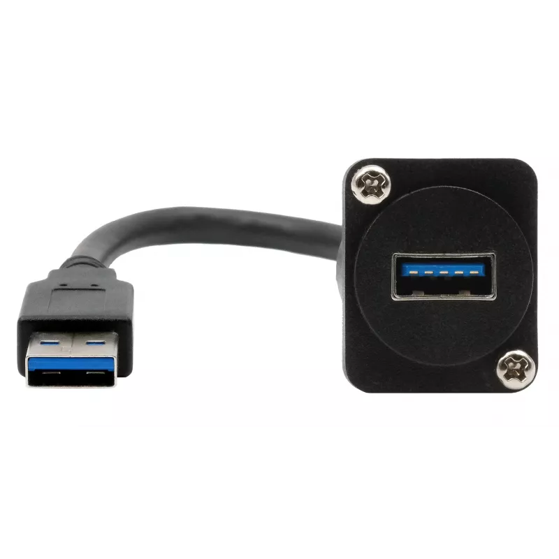 EXSYS EX-49164 Cable adaptador de montaje tipo D USB 3.2 Gen 1, USB-A conector macho a conector hembra, 20 cm, negro