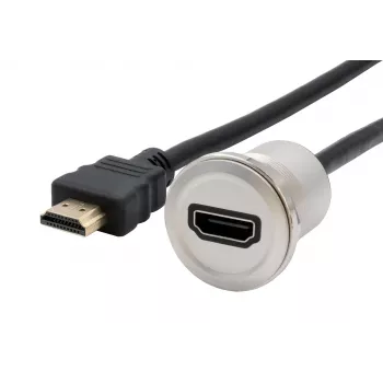 EXSYS EX-49180 Adaptador HDMI de montaje en panel metálico, conector hembra a conector macho, 30 cm