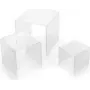 DEFLECTO set de elevadores de pantalla cuadrados, acrílico transparente, 3 piezas, bordes pulidos, apilables, cristal claro (DB-S3-6)