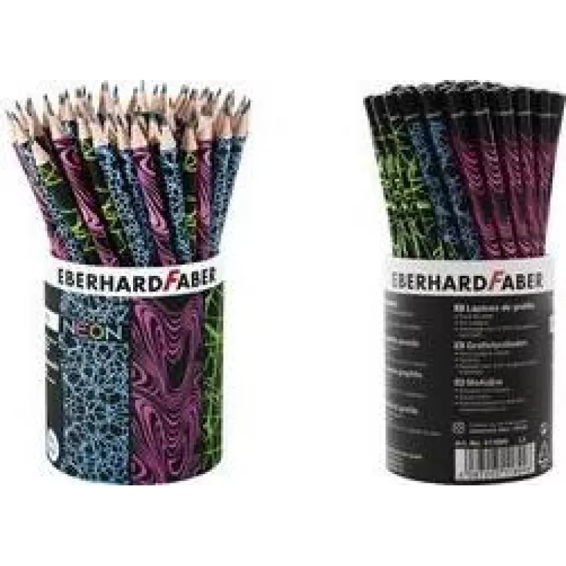 FABER-CASTELL EBERHARD FABER lápices de grafito NEON HB, estuche redondo de 72, mina de 2,0 mm, sin madera 511899