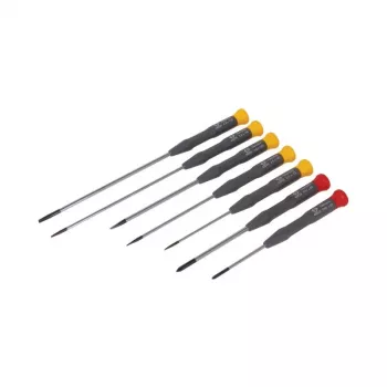 C.K Tools T4883x Set de 7 destornilladores de electrónica (plano 2,5x75, 3,0x100, 3,0x150, PH0x60, PH1x80, PZ0x60, PZ1x80)