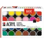 Marabu Pintura acrílica Set BASIC, 24 x 18 ml, alta pigmentación, muy alta resistencia a la luz 1210000000215