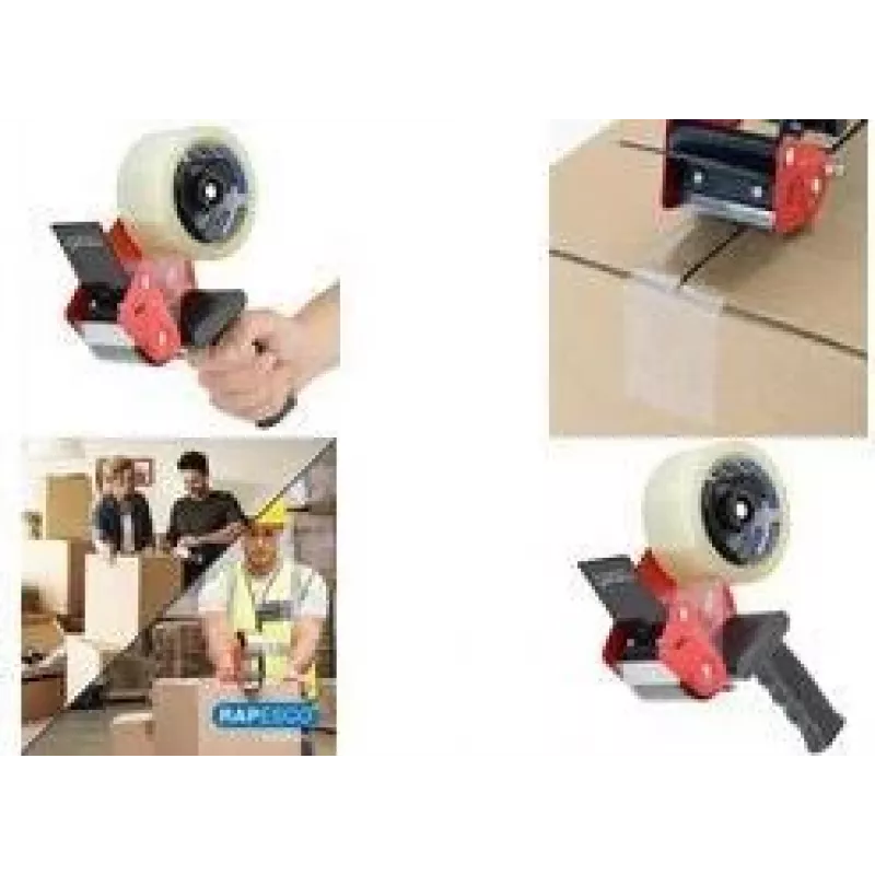 Rapesco 960 dispensador de cinta de embalaje para cinta de 50 mm x 60 m, acero, asa ergonómica 1790