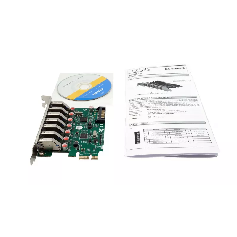 EXSYS tarjeta PCIe USB 3.2 Gen 1 con 7 puertos (chipset VIA) EX-11088-2