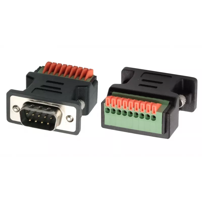 EXSYS EX-49110 adaptador DB9 macho a bloque de terminales de 9 pines con pulsador