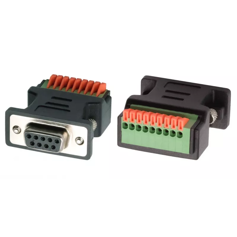 EXSYS EX-49111 adaptador D-Sub hembra de 9 pines a bloque de terminales de 9 pines con pulsador, gris
