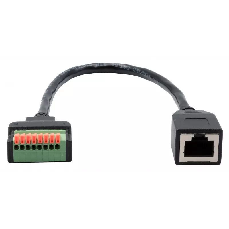 EXSYS EX-49120 cable adaptador RJ45 hembra a bloque de terminales de 8 pines, CAT.6, 30 cm, con pulsador