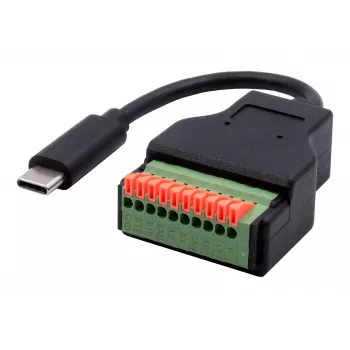 EXSYS EX-49125 cable adaptador USB-C macho a bloque de terminales de 10 pines con pulsador, 15 cm, USB 3.2 Gen 1