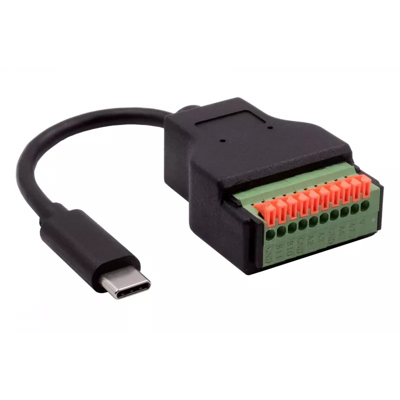 EXSYS EX-49125 cable adaptador USB-C macho a bloque de terminales de 10 pines con pulsador, 15 cm, USB 3.2 Gen 1
